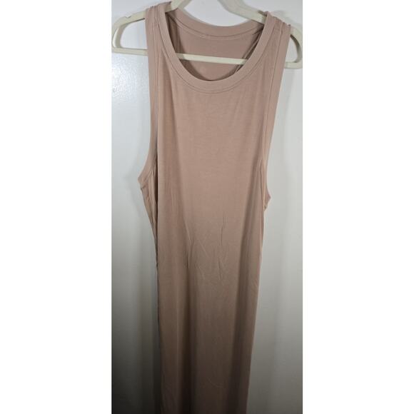 Lululemon Refresh Maxi Dress Racerback Side Slits Heathered Nude Size L - Picture 4 of 9